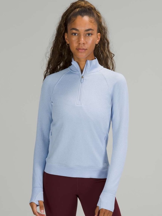 lululemon athletica Tops - Lululemon Athletica Light Blue Engineered Warmth Half Zip